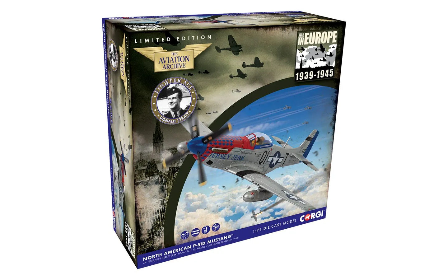 CORGI P-51D MUSTANG "JERSEY JERK" 356TH USAAF MAJOR DONALD STRAIT 1945